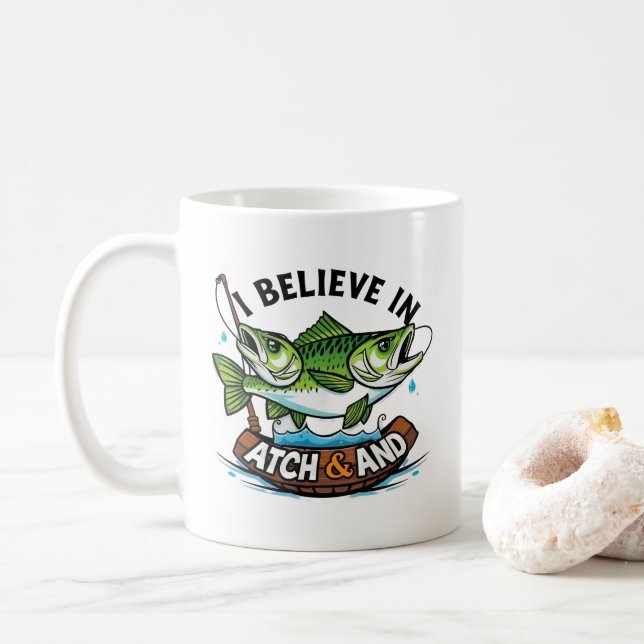 En Dubbla-take on Fishing Roligt! Kaffemugg (Med munk)
