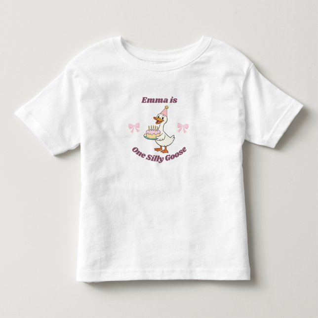 En dum gås 1-års födelsedagsflicka Födelsedagsfest T Shirt (Framsida)