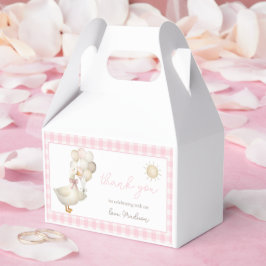 EN dum gås, ballonger, retro-ginghamsmönster Presentaskar