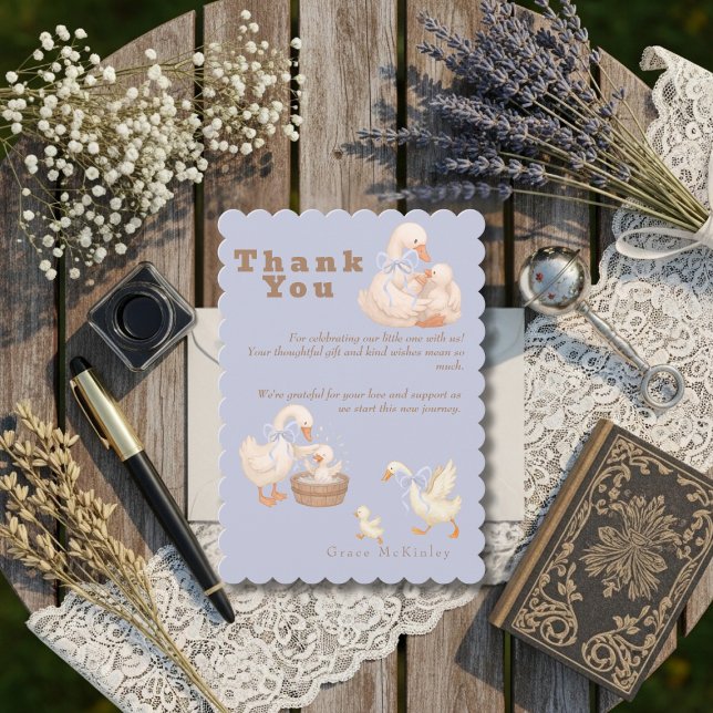En dum gås blå baby shower tack kort (A Silly Goose Blue Baby shower Thank You Card)
