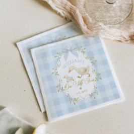 En dum gås blå Gingham pojke 1-årsdag Pappersservett
