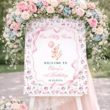 En dum gås blommig välkomstskylt för 1-årsdag