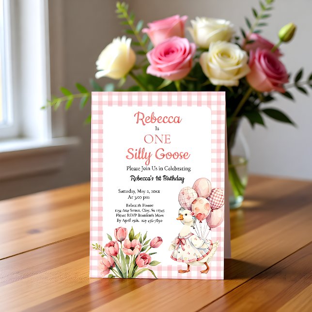 En dum gås flickas första födelsedag inbjudningar (Skapare uppladdad)
