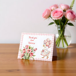 En dum gås flickas första födelsedag tack kort