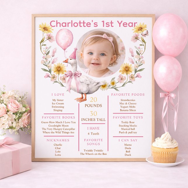En dum gås Foto 1-årsjubileum Poster (1st Birthday Milestone Poster)