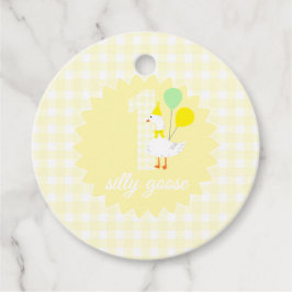 En dum gås Gingham 1-årsfest Gåvor Etiketter