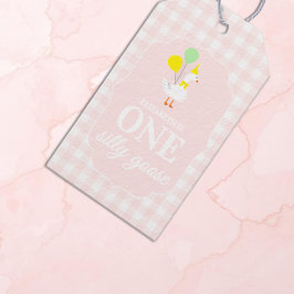 En dum gås Gingham 1-årsfest Presentetikett