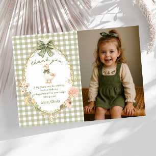En dum gås gingham födelsedagsfoto tack kort