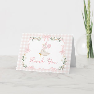 En dum gås Kokett rosa rutig 1-årsdag Tack Kort