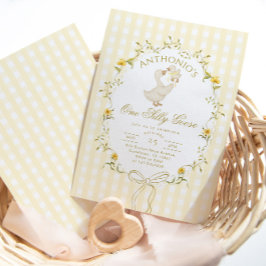 En dum gås Könsneutral  1-års födelsedag Inbjudningar