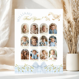En dum gås pojke 1-års födelsedags foto milstolpe poster