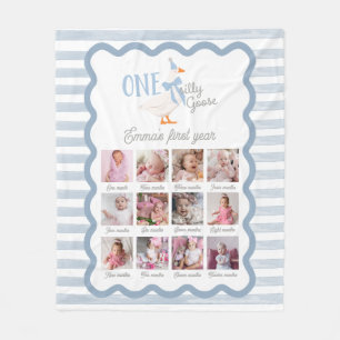 En dum gås pojke 1-års födelsedagsfoto filt