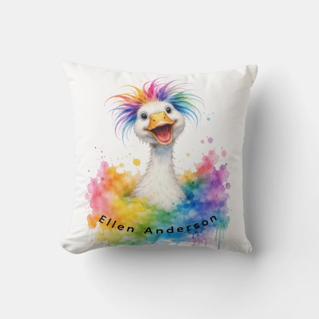 En dum gås regnbågs-babyshowerpresent kudde (Framsida)