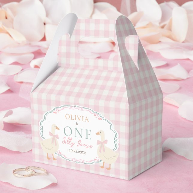 En dum gås rosa båge flicka 1-årsdag presentaskar (Bröllop)