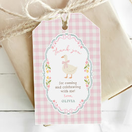 En dum gås rosa båge tjej 1-årsdag presentetikett