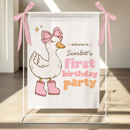 En dum gås rosa flicka 1-års välkomstskylt poster