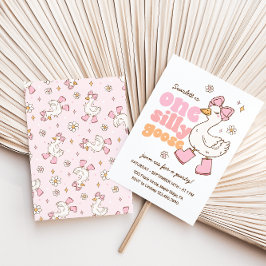 En dum gås rosa flicka 1-årsdag inbjudningar