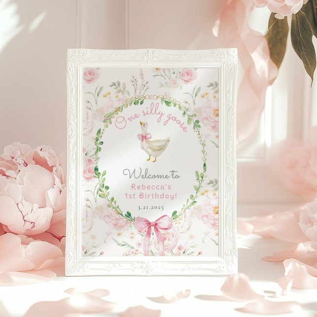 En dum gås rosa ros födelsedagsvälkomst poster (Skapare uppladdad)