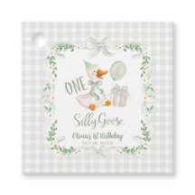 En dum gås rosa rosett blommig 1-års födelsedag