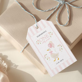 En dum gåsflicka 1-årsdag Rosa Presentetikett