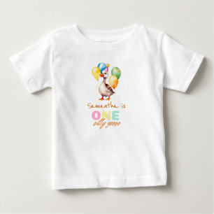 En dum gåsflicka Rosa 1-årsdag T Shirt
