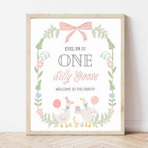 En dum gäss blommig rosa rosett födelsdag välkomme poster