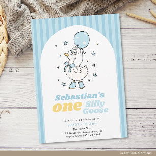 En dum gäss pojke 1-års födelsedagsinbjudan inbjudningar