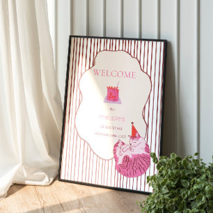 En dum rosa kattunge 1-årsdag poster