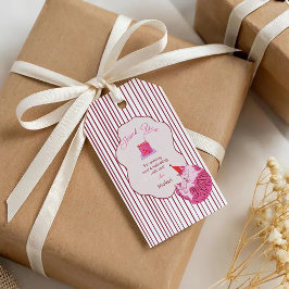 En dum rosa kattunge 1-årsdag presentetikett
