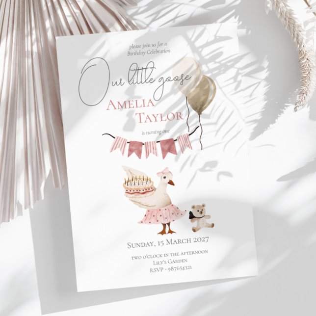 En dum vintage födelsedagsgås akvarell inbjudningar (Skapare uppladdad)