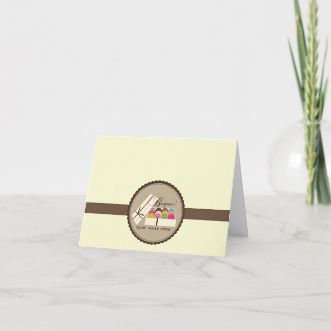 En dussin fransk Macarons Bonjour Notecard Anteckningskort (Framsida)