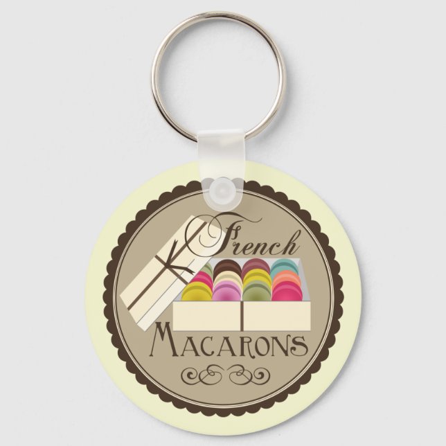 En dussintlig Fransk-Macaron i en presentruta Nyckelring (Framsida)