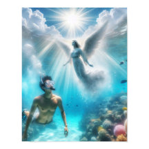 En dykare överraskad av en ängel