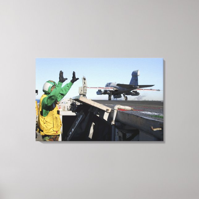 En EA-6B-påskjutare startar från cockpit Canvastryck (Framsida)