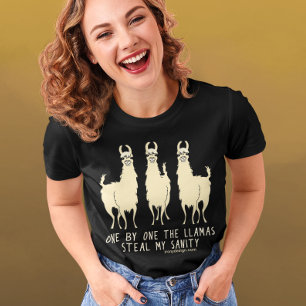 En efter en Llamas Steal my Sanity Funny Mörk T Shirt