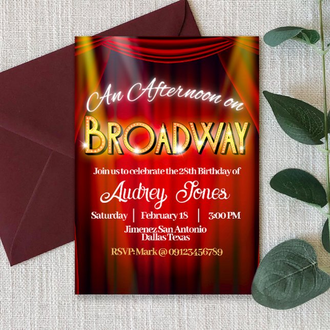 En eftermiddag på Broadway Inbjudningar (An Afternoon on Broadway Invitation)