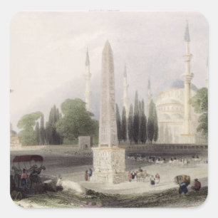 En egyptisk obelisk i Atmeidan eller Hippodrome Fyrkantigt Klistermärke