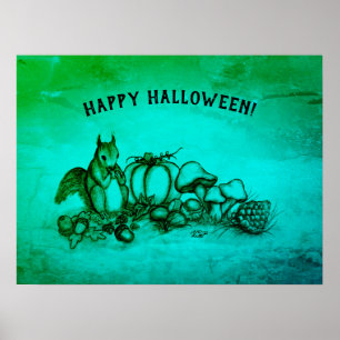 En ekorre på hösten, Happy halloween! Poster