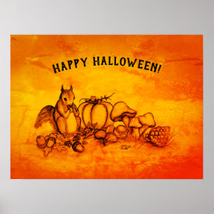En ekorre på hösten, Happy halloween! Poster