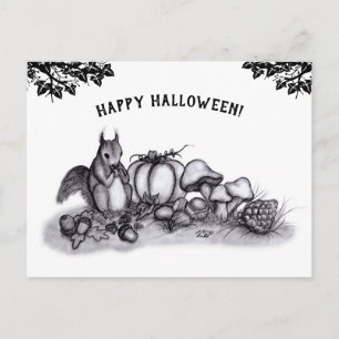 En ekorre på hösten, Happy halloween! Vykort