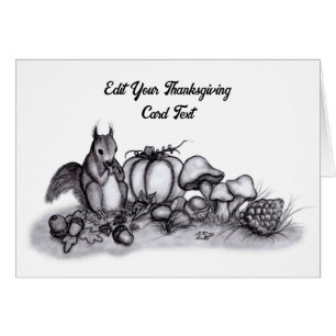 En ekorre på hösten, Happy thanksgiving! Hälsningskort