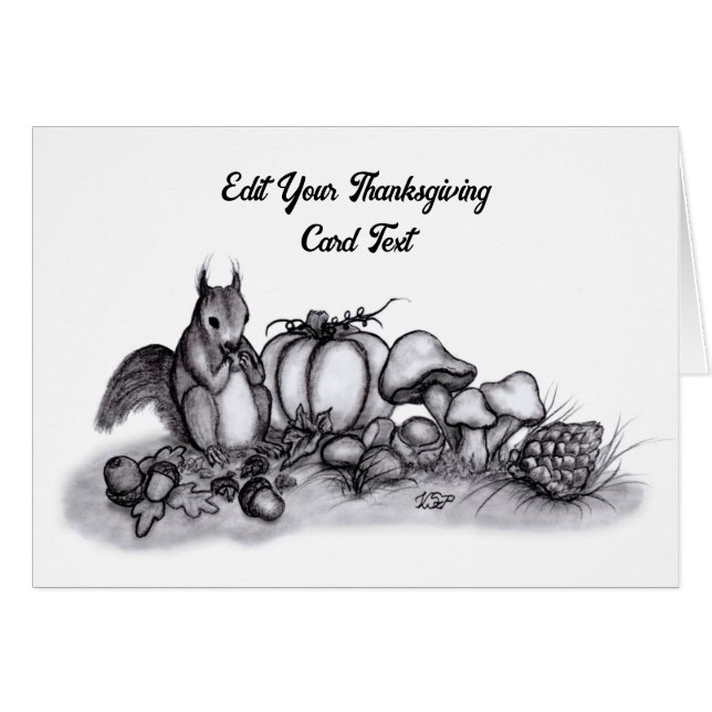 En ekorre på hösten, Happy thanksgiving! Hälsningskort (Framsidan Horizontal)