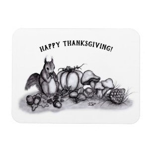 En ekorre på hösten, Happy thanksgiving! Magnet