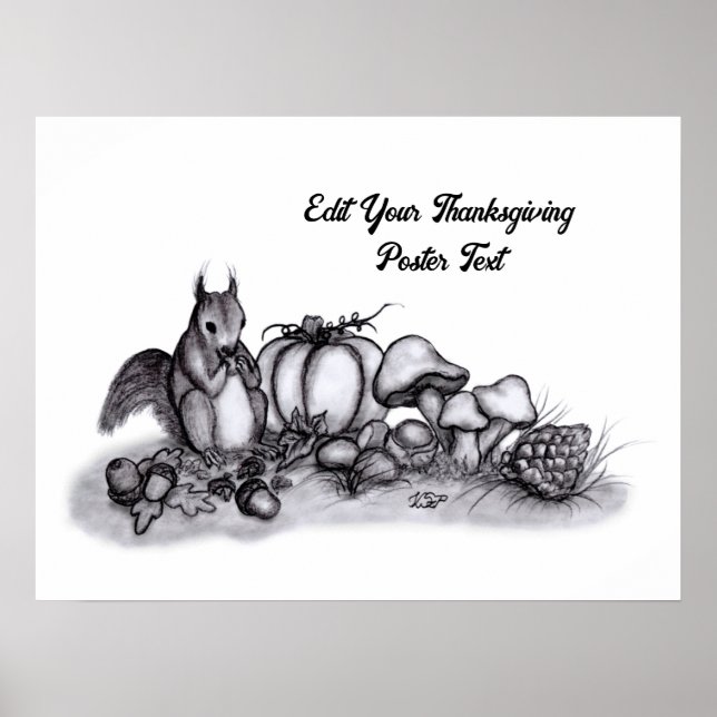 En ekorre på hösten, Happy thanksgiving! Poster (Framsidan)