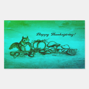 En ekorre på hösten, Happy thanksgiving! Rektangulärt Klistermärke