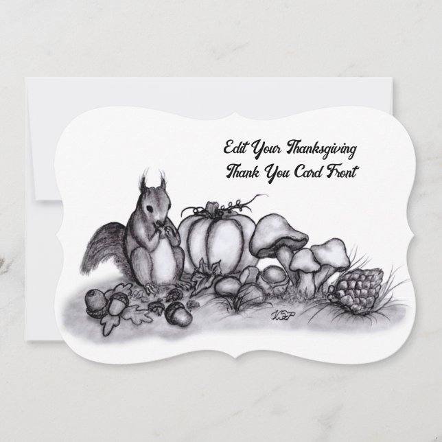 En ekorre på hösten, Happy thanksgiving! Tack Kort (Framsida)