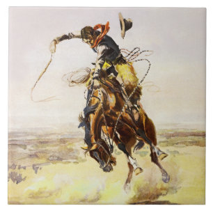 “En elak häst” av Charles M Russell Kakelplatta
