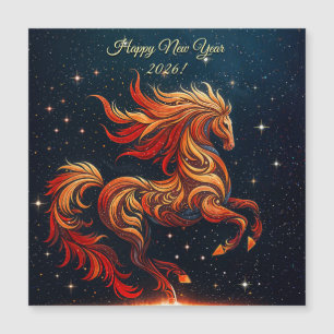 en eldig häst mot en stjärnig himmel