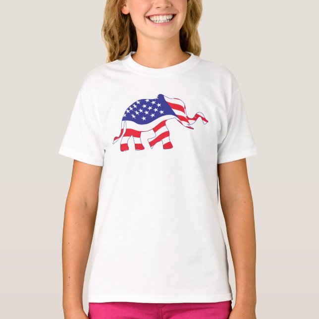 en elefant av USA flagga T Shirt (Framsida)
