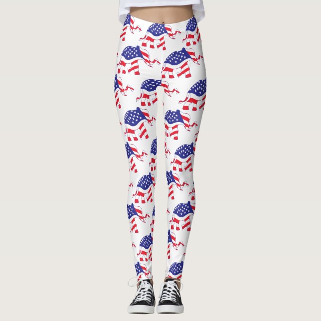En elefant gjord i USA flagga Leggings (Framsida)